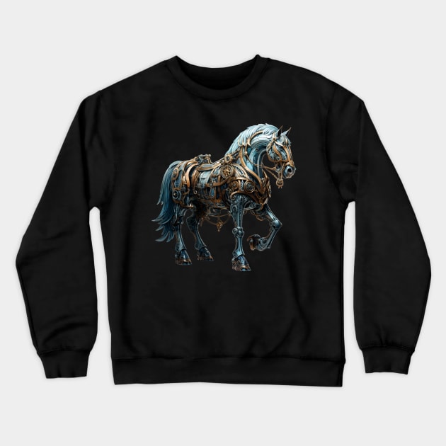 Steampunk Horse Animals Crewneck Sweatshirt by DesingHeven